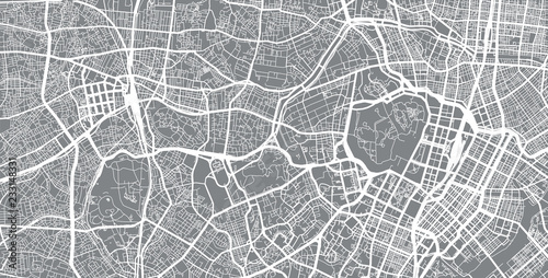 Canvas Print Urban vector city map of Tokyo centre, Japan