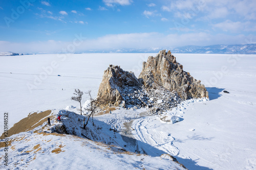 Cape Burkhan (Shaman Rock) on Olkhon Island at Baikal Lake photo