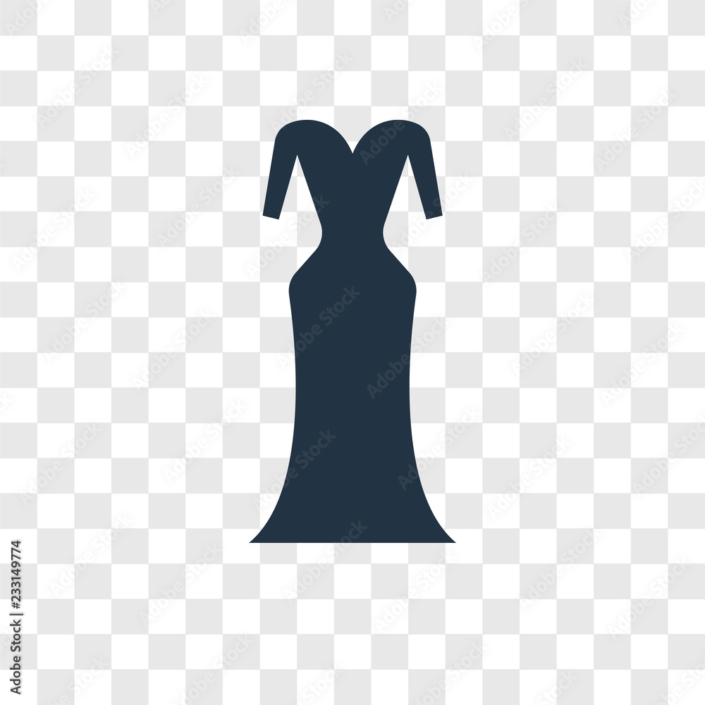 Female long black dress vector icon isolated on transparent background, Female long black dress transparency logo design Female long black dress vector icon isolated on transparent background, Female long black dress transparency logo design