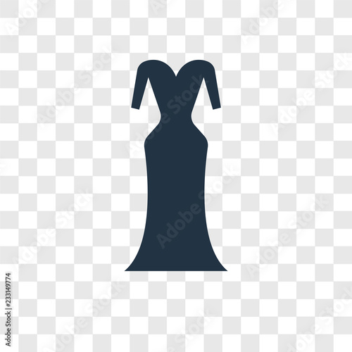 Female long black dress vector icon isolated on transparent background, Female long black dress transparency logo design