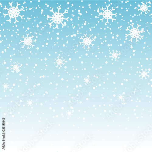 Winter background with various  snowflakes. Vector graphic pattern.