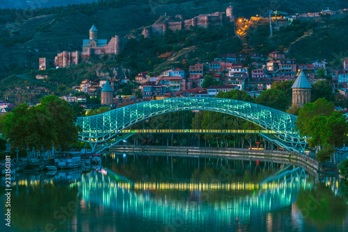 Panoramic view of Tbilisi, Georgia after sunset © monticellllo
