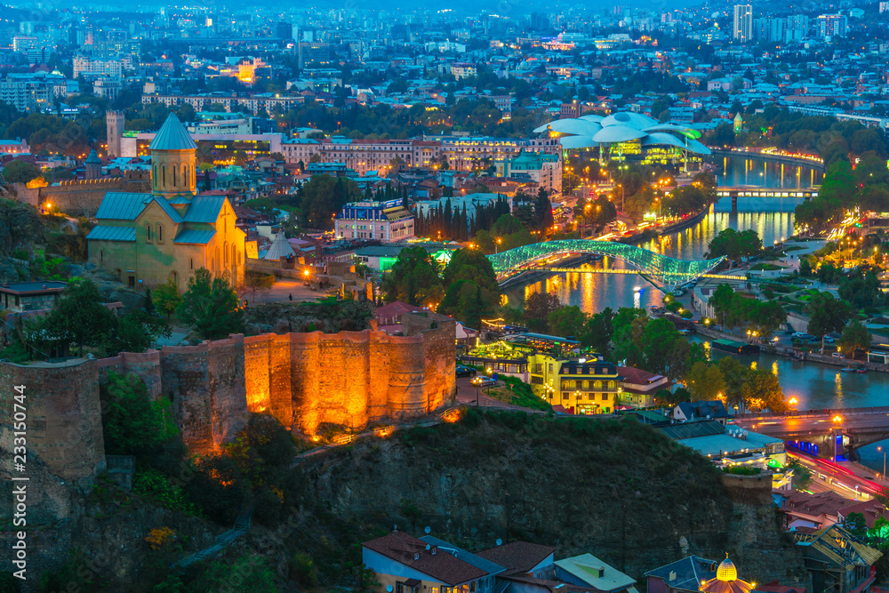 Panoramic view of Tbilisi, Georgia after sunset Panoramic view of Tbilisi, Georgia after sunset