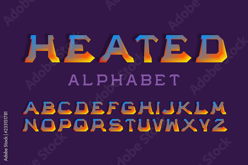 Heated alphabet. Hot colors 3d font. Isolated english alphabet.