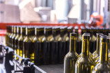Wine bottles background, winemaking process to preparing wine for bottling in a winery