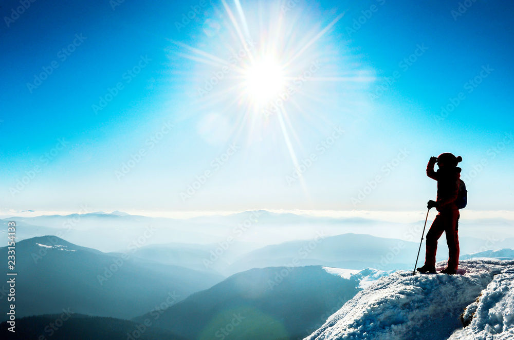 Hiking in the mountains. Active sport concept Hiking in the mountains. Active sport concept