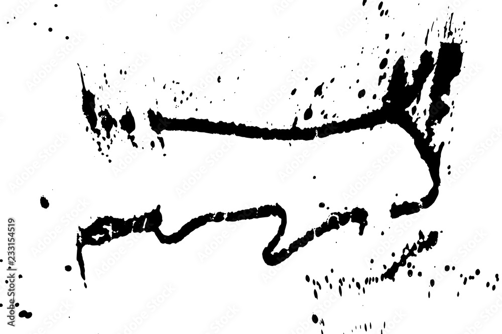 Obraz premium Ink grunge drops texture. Black hand drawn splashes and stains on white background.