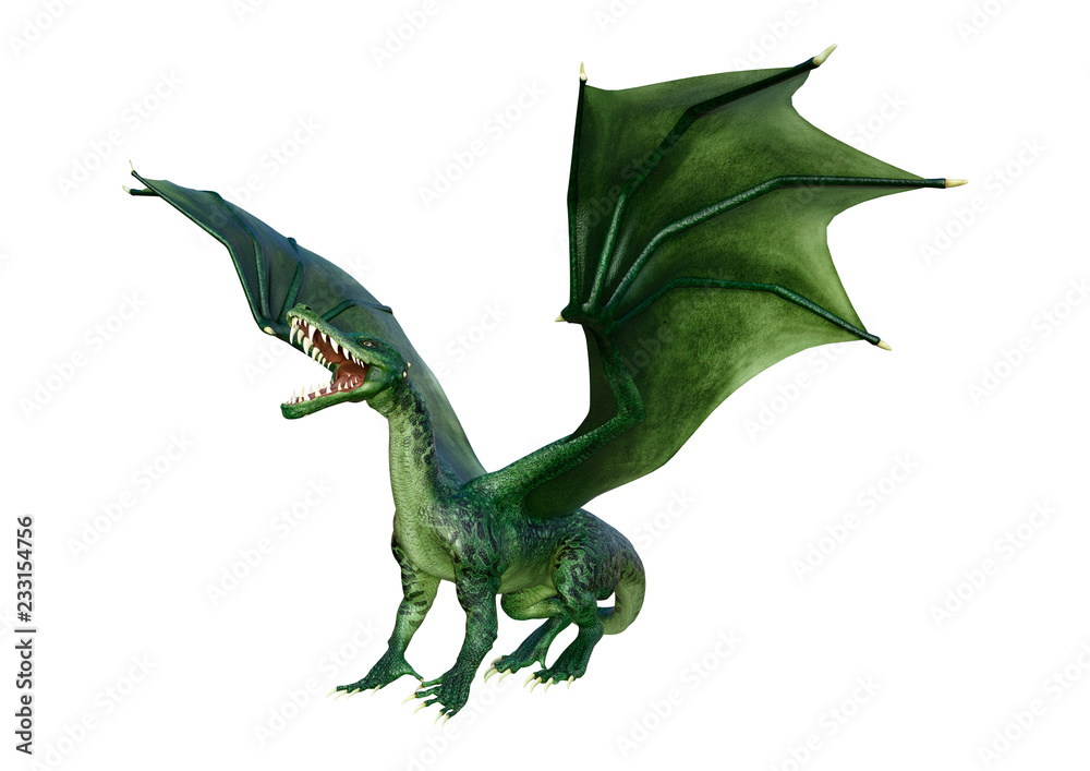 Fototapeta premium 3D Rendering Fairy Tale Dragon on White