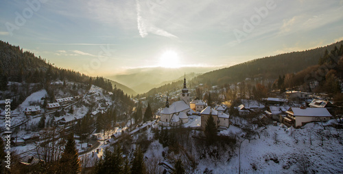 Sunset in mountains