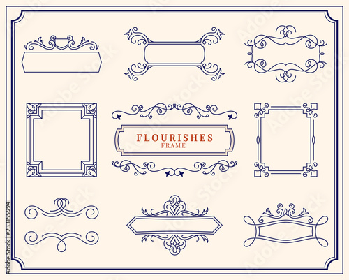 Collection of vintage ornament frame illustration