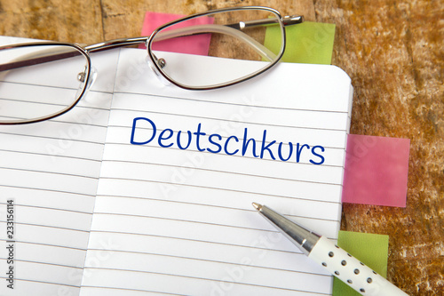Eintrag im Notizbuch: Deutschkurs