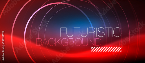 Neon glowing circles background