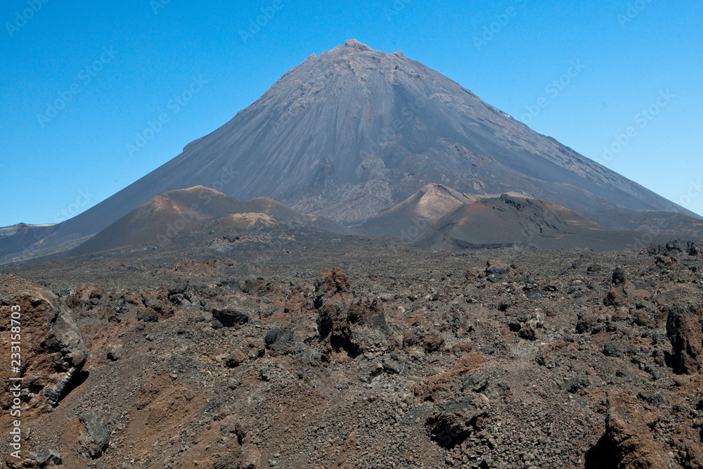 aerial view of volcano