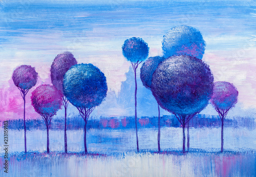 Trees, oil painting, artist...