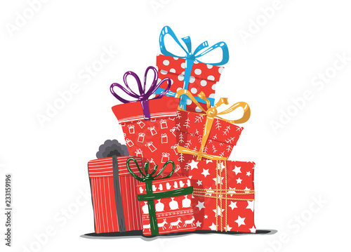 Vector image of holiday gifts for Christmas.
