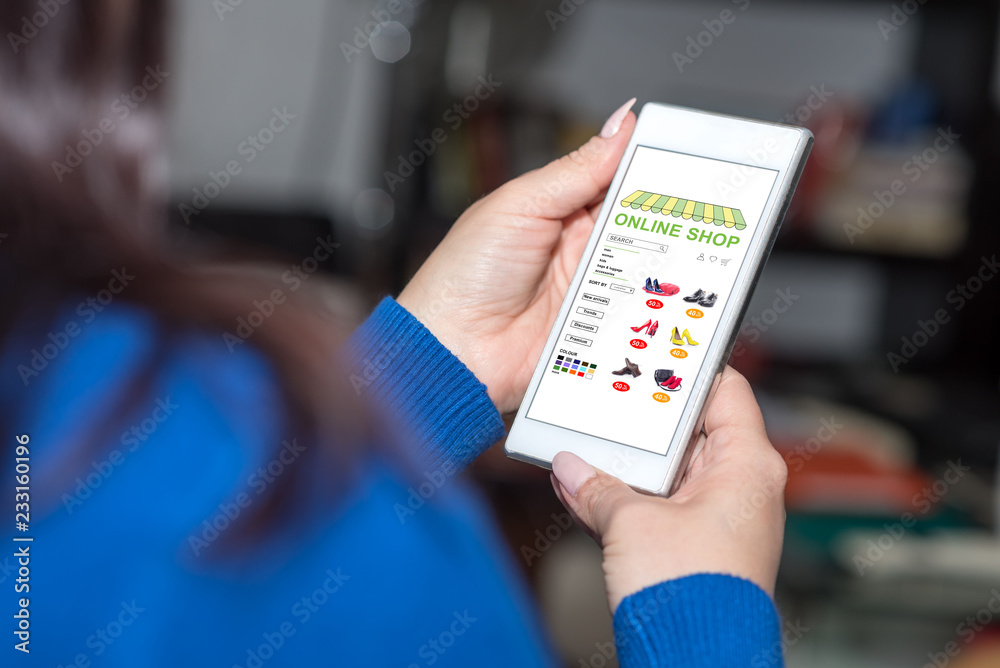 Online shop concept on a smartphone