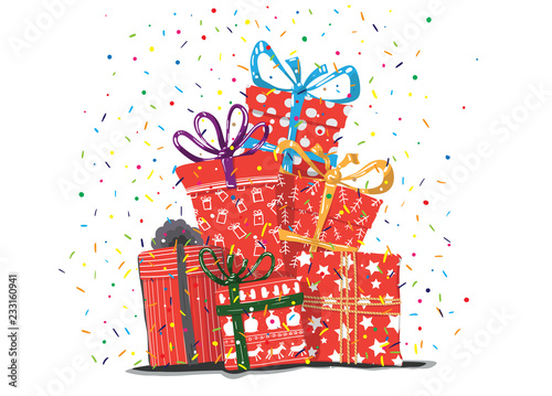 Vector image of holiday gifts for Christmas