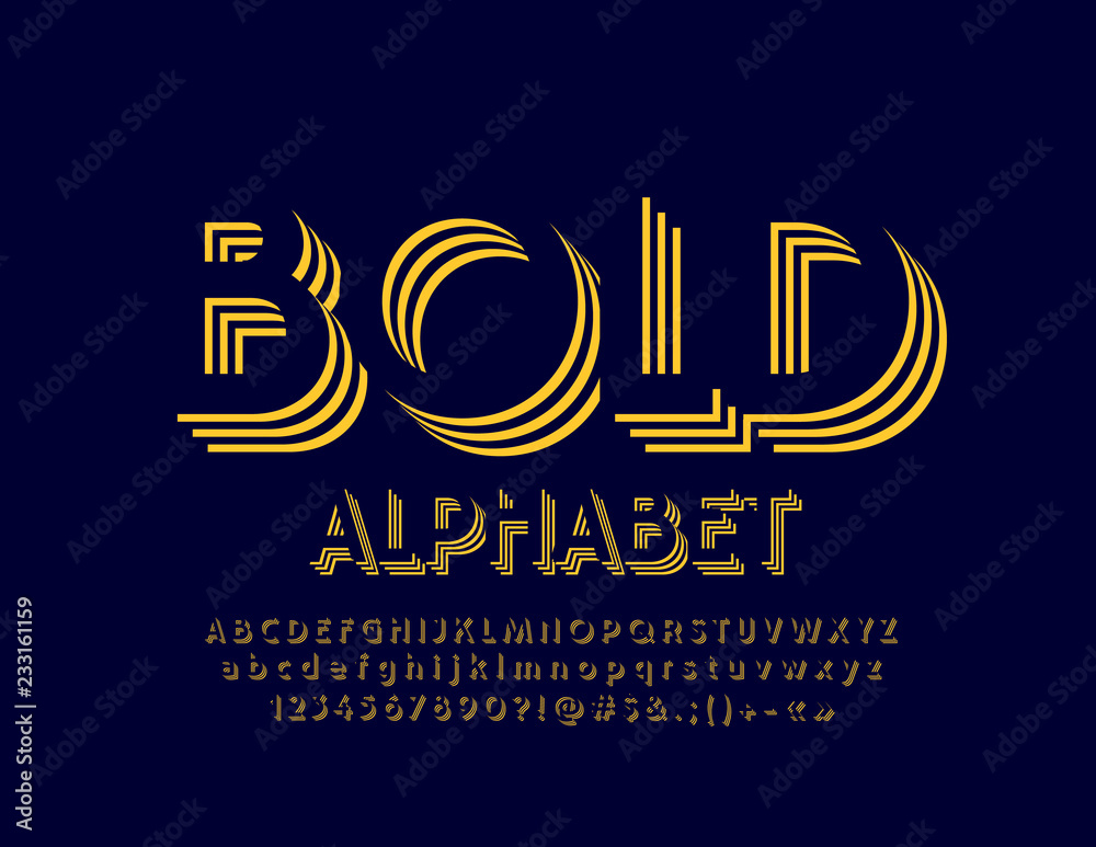 Vector modern shadow Letters, Numbers and Symbols. Original Yellow Bold Alphabet. Bright 3D Font. Vector modern shadow Letters, Numbers and Symbols. Original Yellow Bold Alphabet. Bright 3D Font.