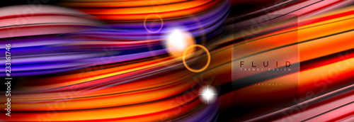 Mixing color waves on black, liquid flowing shapes