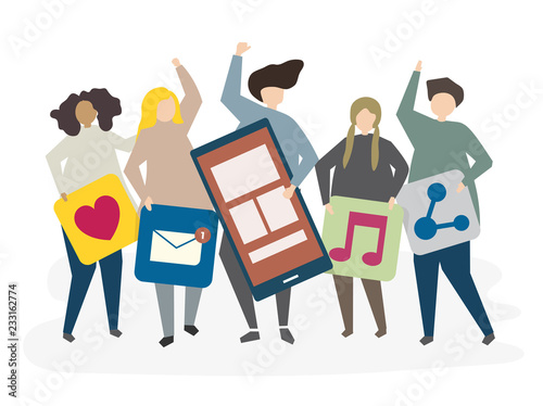 Illustration of avatar social network concept