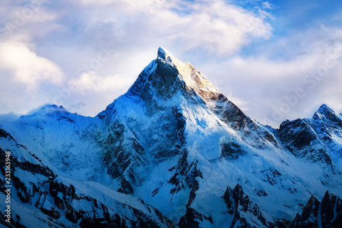 Mountain peak in Nepal. Region of highest mountains in the world. National Park, Nepal.