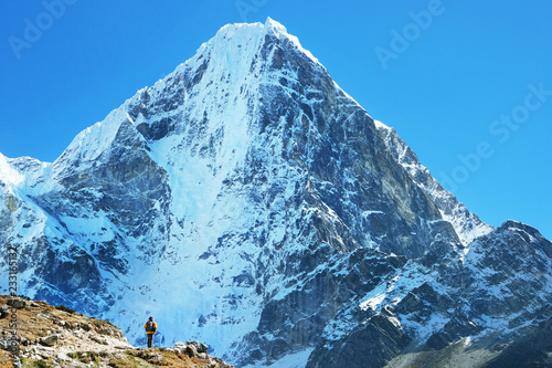 Himalayas mountains in sunlight. Beautiful landscape of Himalayas mountains