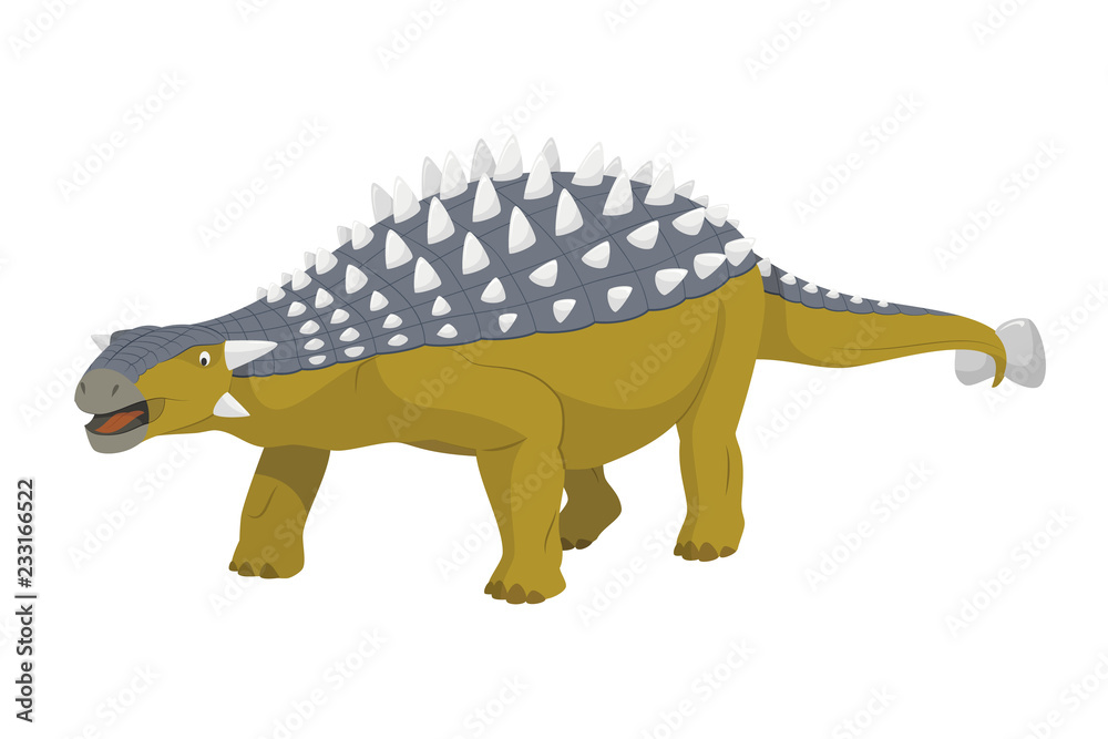 Naklejka premium Ankylosaurus vector illustration isolated in white background. Dinosaurs Collection.