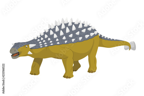 Ankylosaurus vector illustration isolated in white background. Dinosaurs Collection.