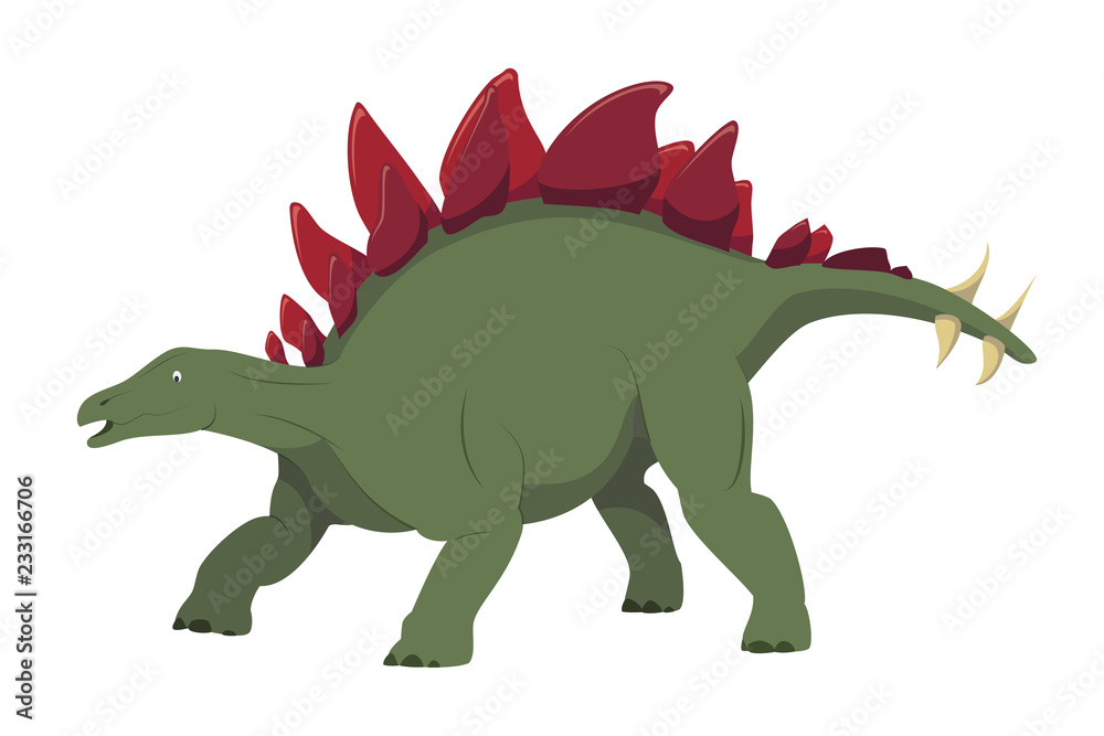 Fototapeta premium Stegosaurus vector illustration isolated in white background. Dinosaurs Collection.