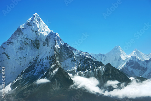 Mountain peak in Nepal. Region of highest mountains in the world. National Park, Nepal.