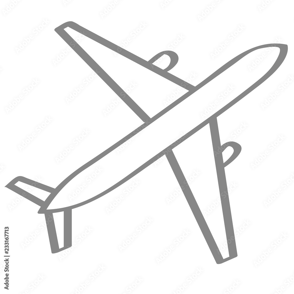 Handgezeichnetes Flugzeug in grau