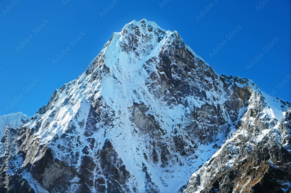 Mountain peak in Nepal. Region of highest mountains in the world. National Park, Nepal.