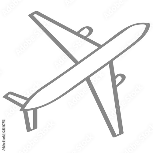 Handgezeichnetes Flugzeug in grau