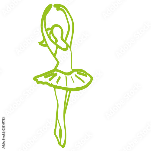 Handgezeichnete Ballerina in hellgrün