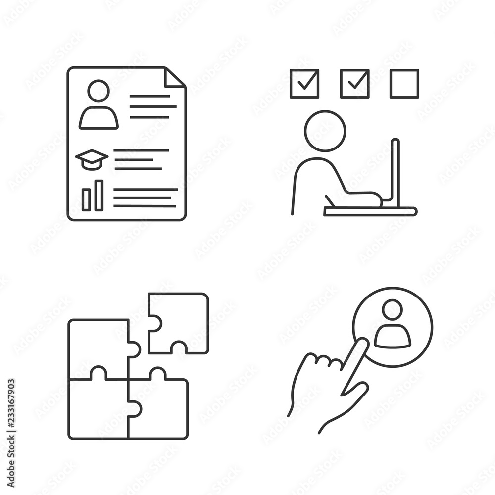 Business management linear icons set Business management linear icons set