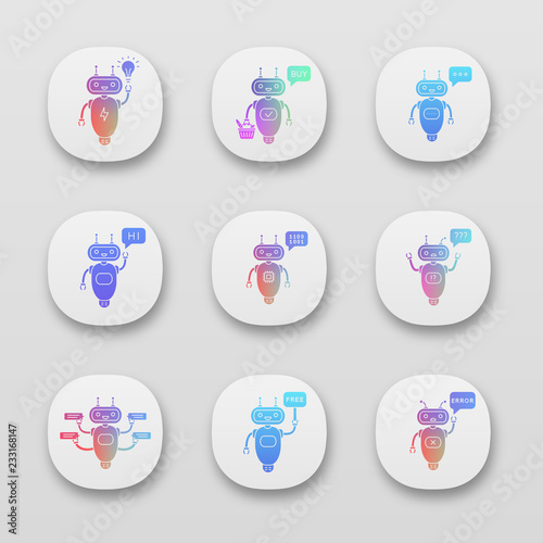 Chatbots app icons set