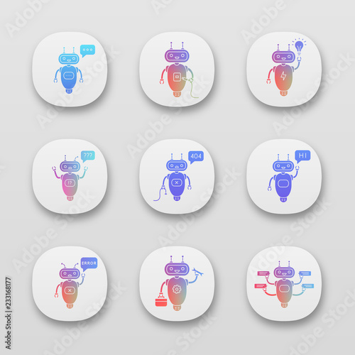 Chatbots app icons set