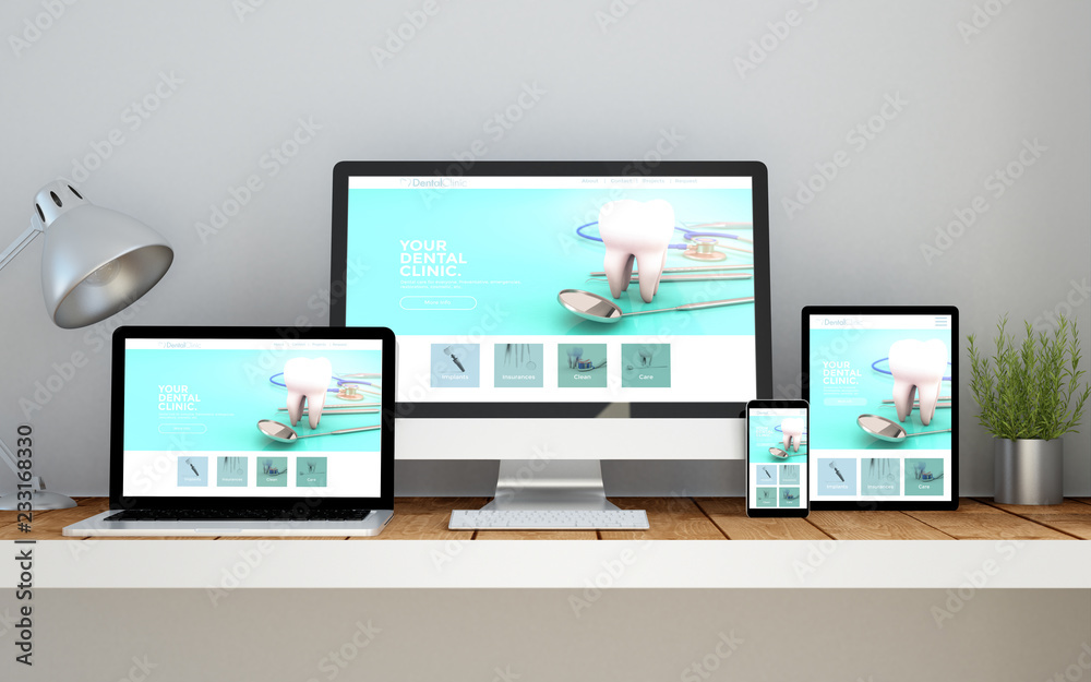 workplace with dental clinic online responsive website on devices workplace with dental clinic online responsive website on devices