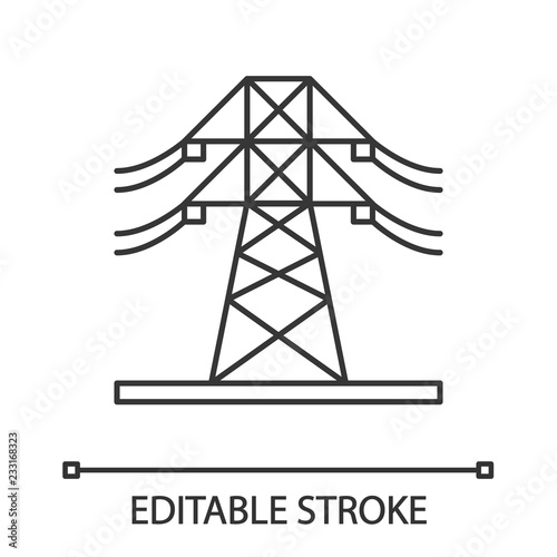High voltage electric line linear icon
