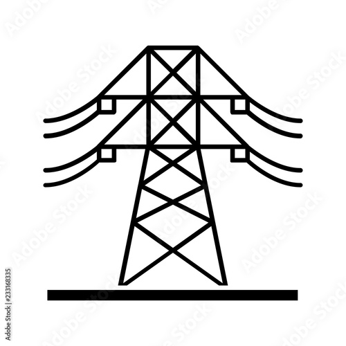 High voltage electric line glyph icon