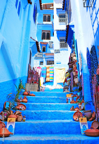 Traditional moroccan architectural details in Chefchaouen Morocco, Africa. Chefchaouen blue city in Morocco. © Andrii Vergeles