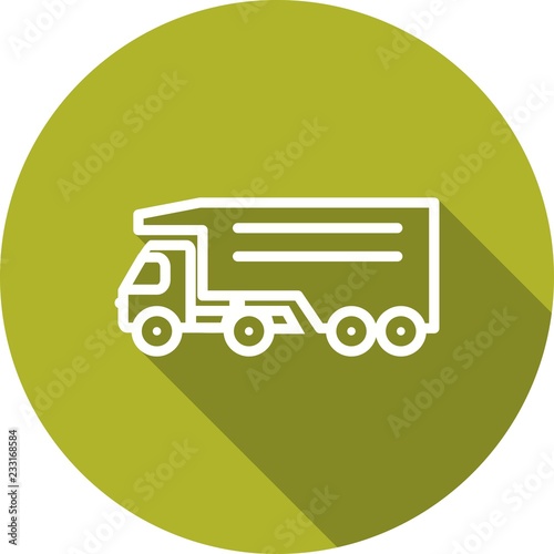 Tipper Truck Transport Line Circle Shadowed Icon