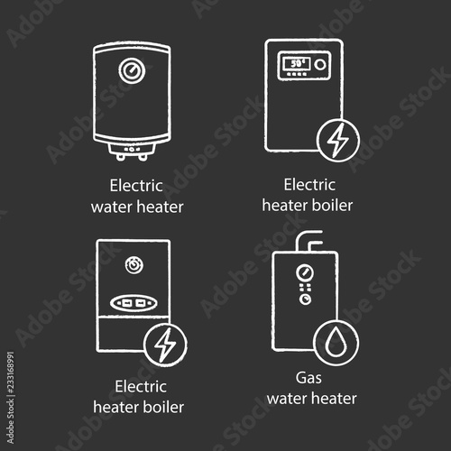 Heating chalk icons set