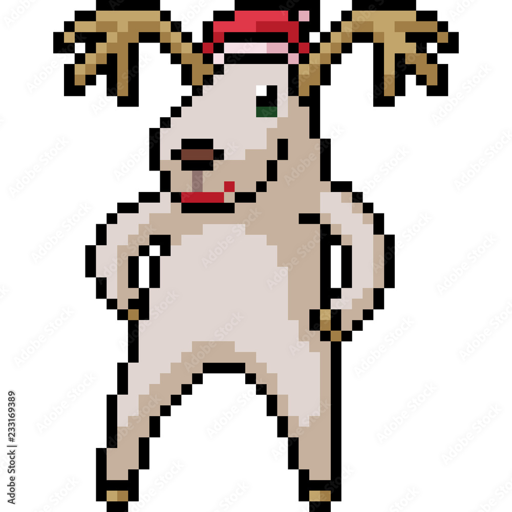vector pixel art reindeer santa