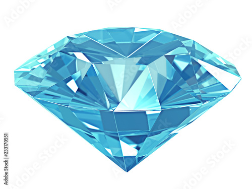 3d illustration. Blue diamond isolated on white background.