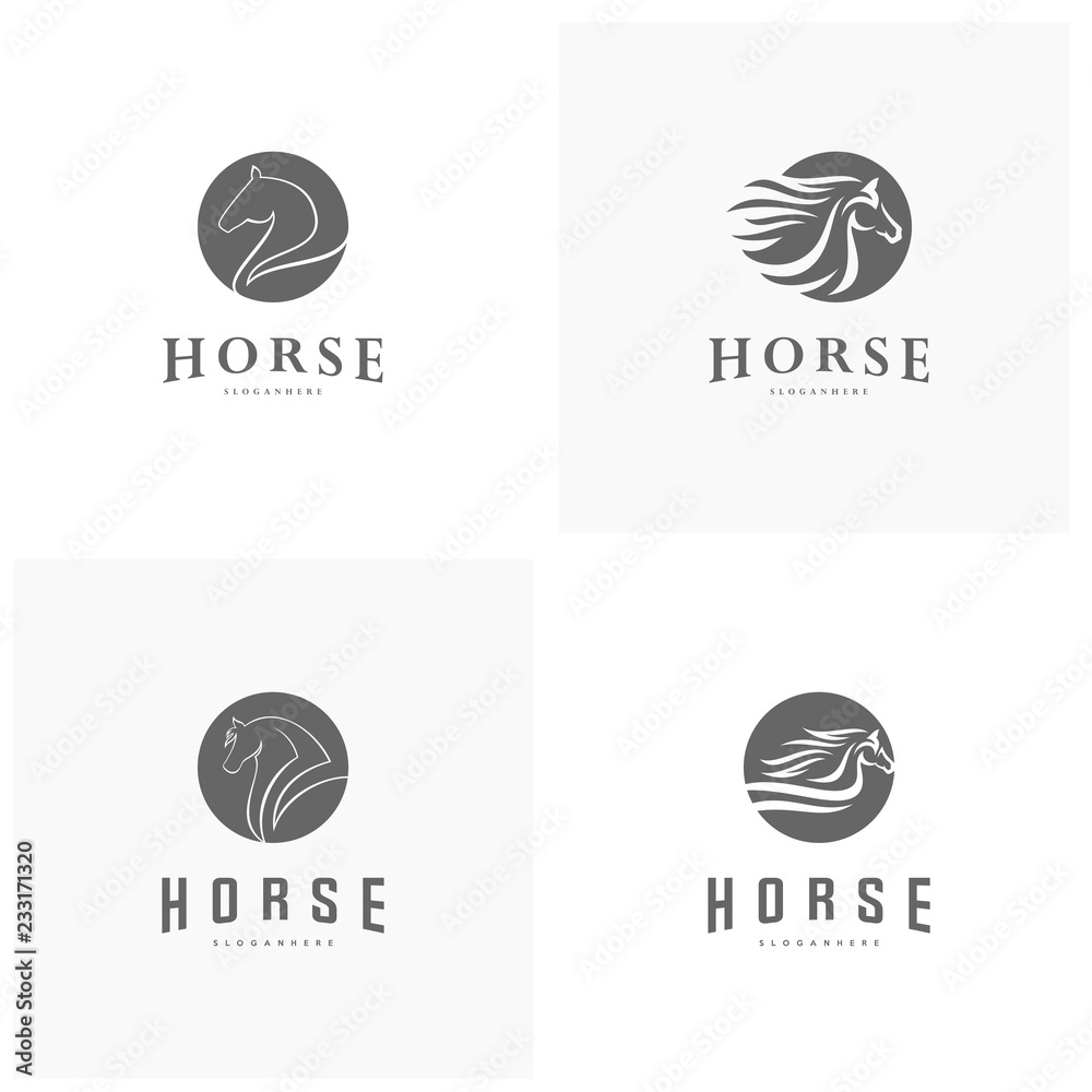 Set of Fast speed horse logo design vector. Horse logo template Set of Fast speed horse logo design vector. Horse logo template