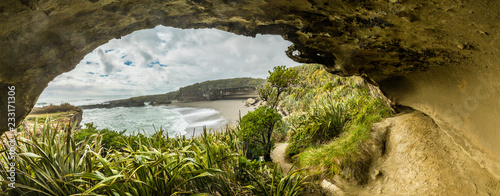 Coastal cliffs on the Truman track, close to Punakaiki and Greymouth. Paparoa National Park, New Zealand photo