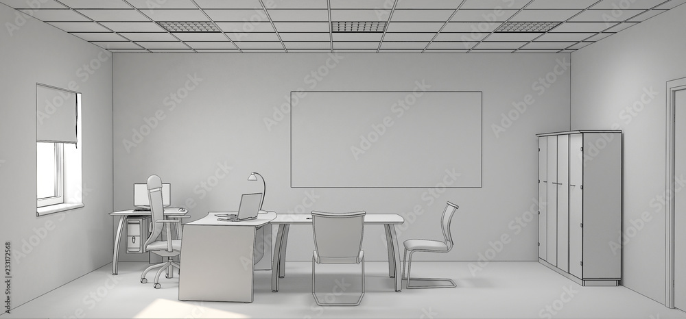 office, interior visualization, 3D illustration office, interior visualization, 3D illustration