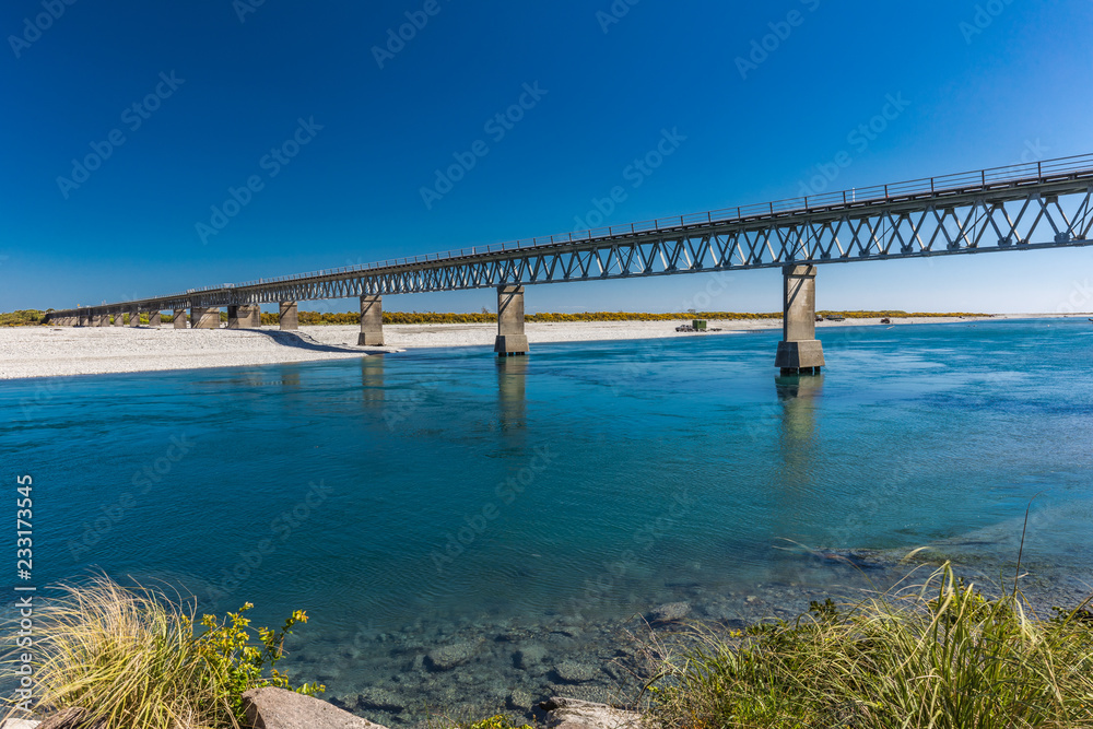 New Zealand's longest one-lane bridge over Haast River, South Westland New Zealand's longest one-lane bridge over Haast River, South Westland