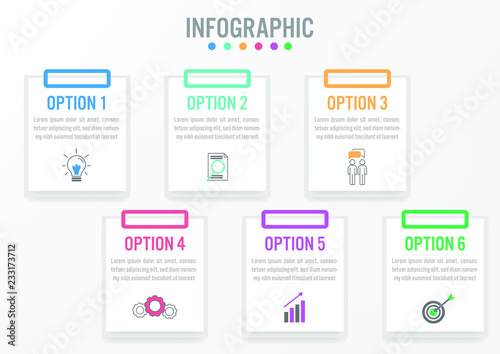 Business infographic labels template with 6 options.Creative concept for infographic.